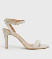 New Look Off White Leather-Look Stiletto Heel Sandals